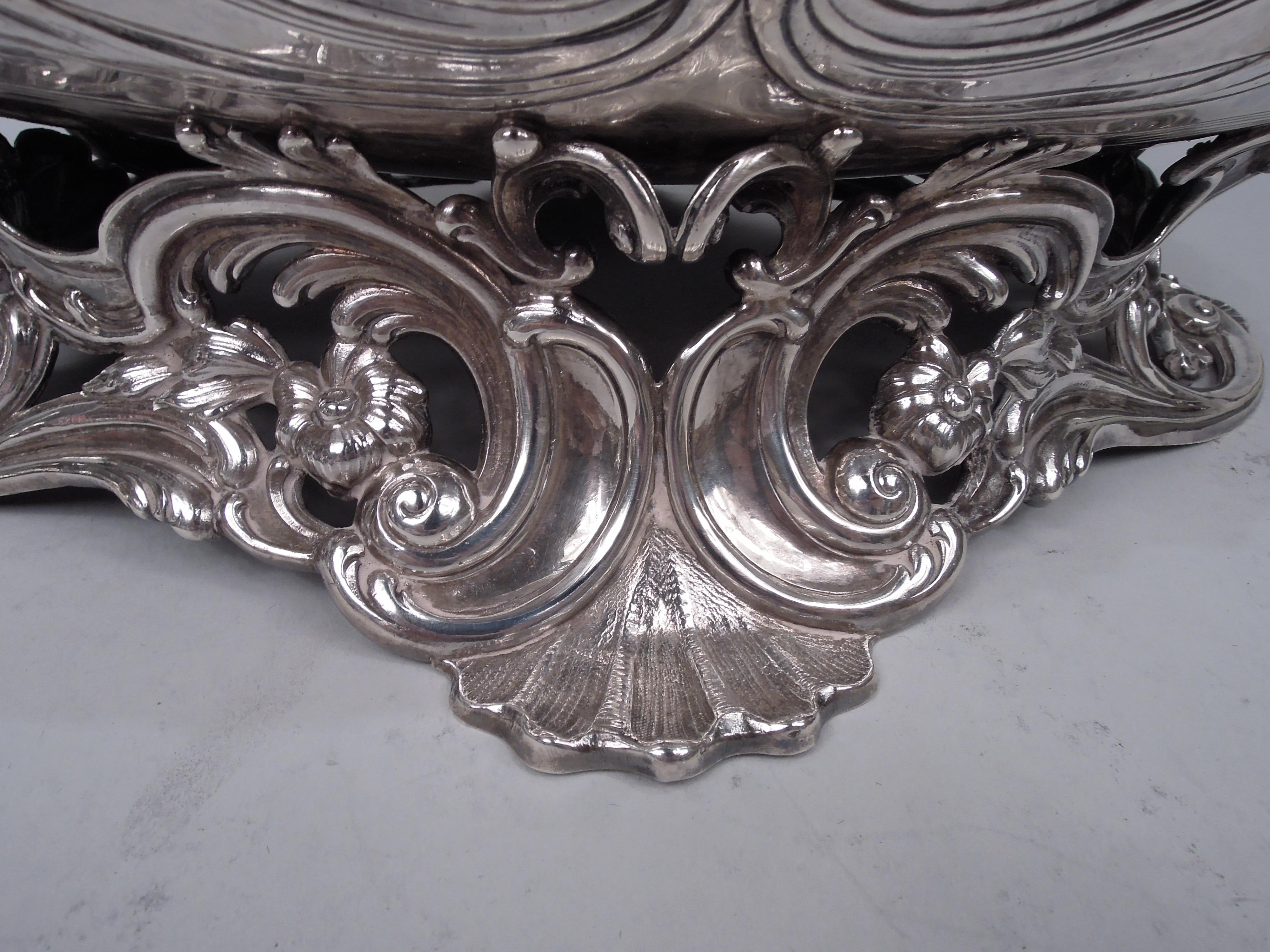 Antique German Rococo Silver Centerpiece Bowl by Neresheimer For Sale 2