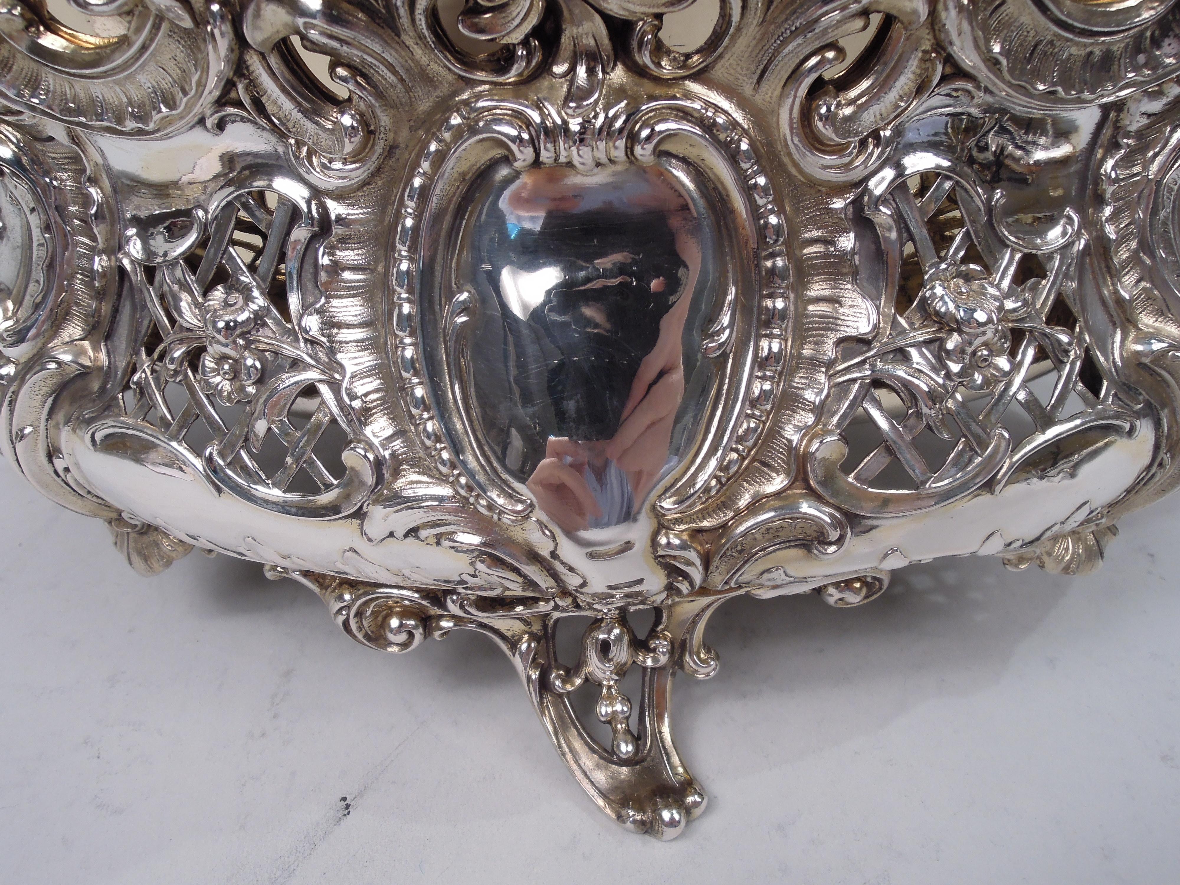 Antique German Rococo Silver Centerpiece Bowl For Sale 1