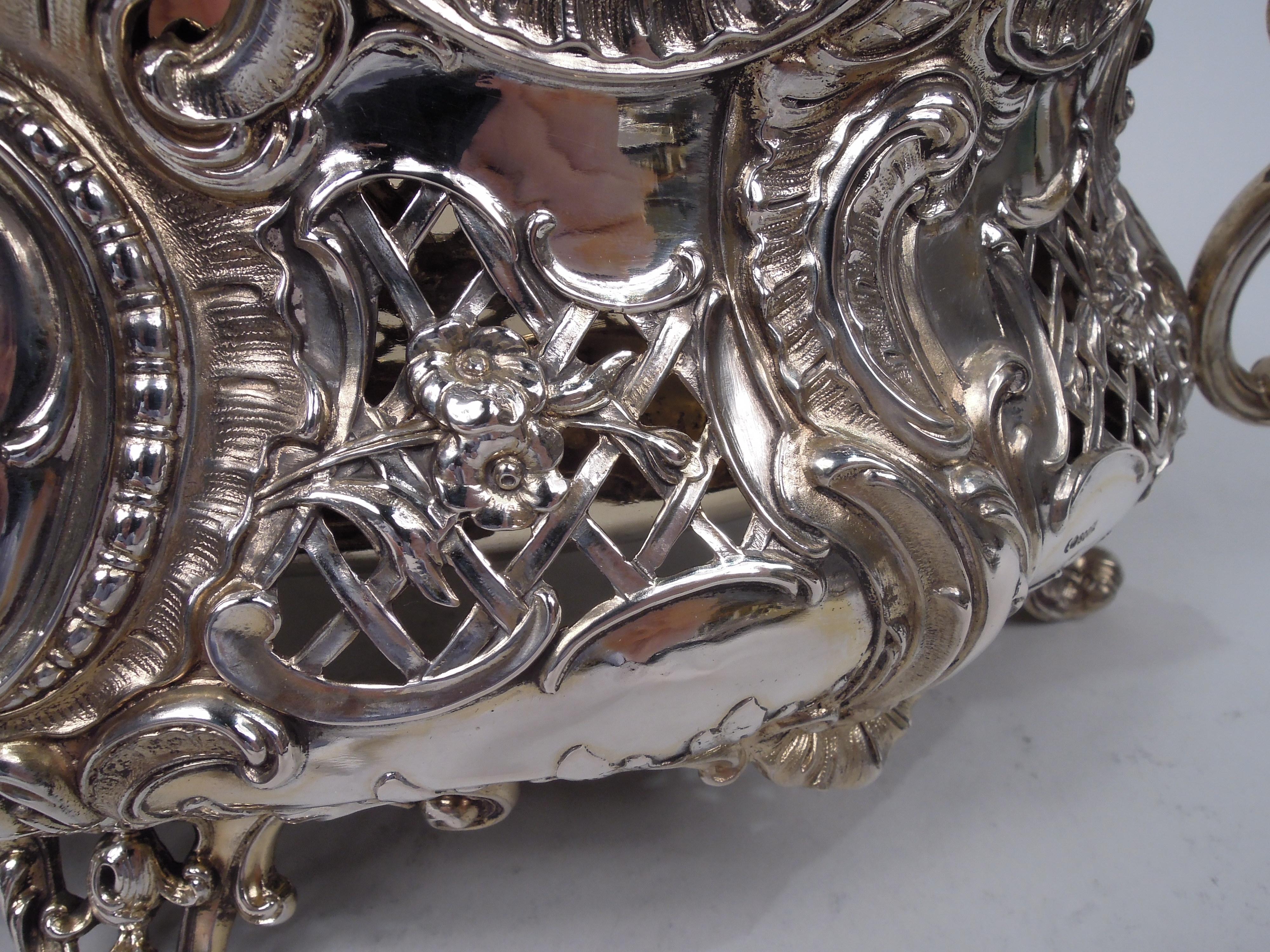 Antiguo cuenco rococó alemán de plata para centro de mesa Silver en venta