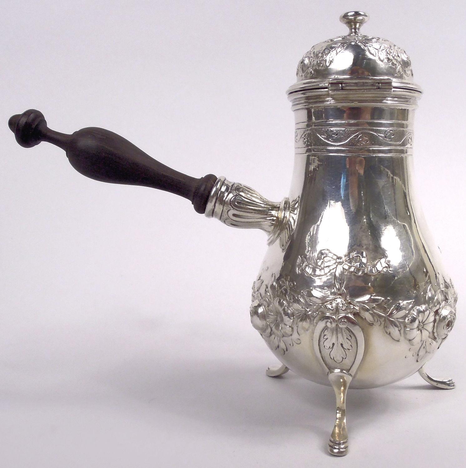 Antigua cafetera rococó alemana de plata Renacimiento rococó en venta