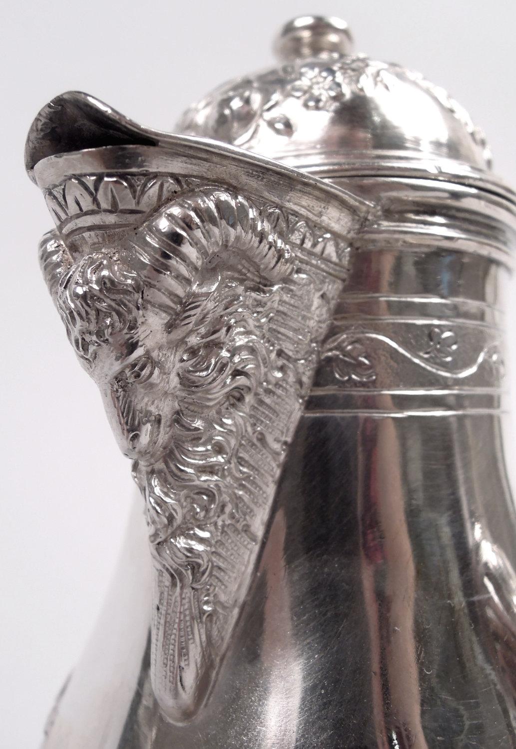 Antigua cafetera rococó alemana de plata siglo XX en venta