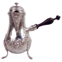 Antica caffettiera rococò tedesca in argento