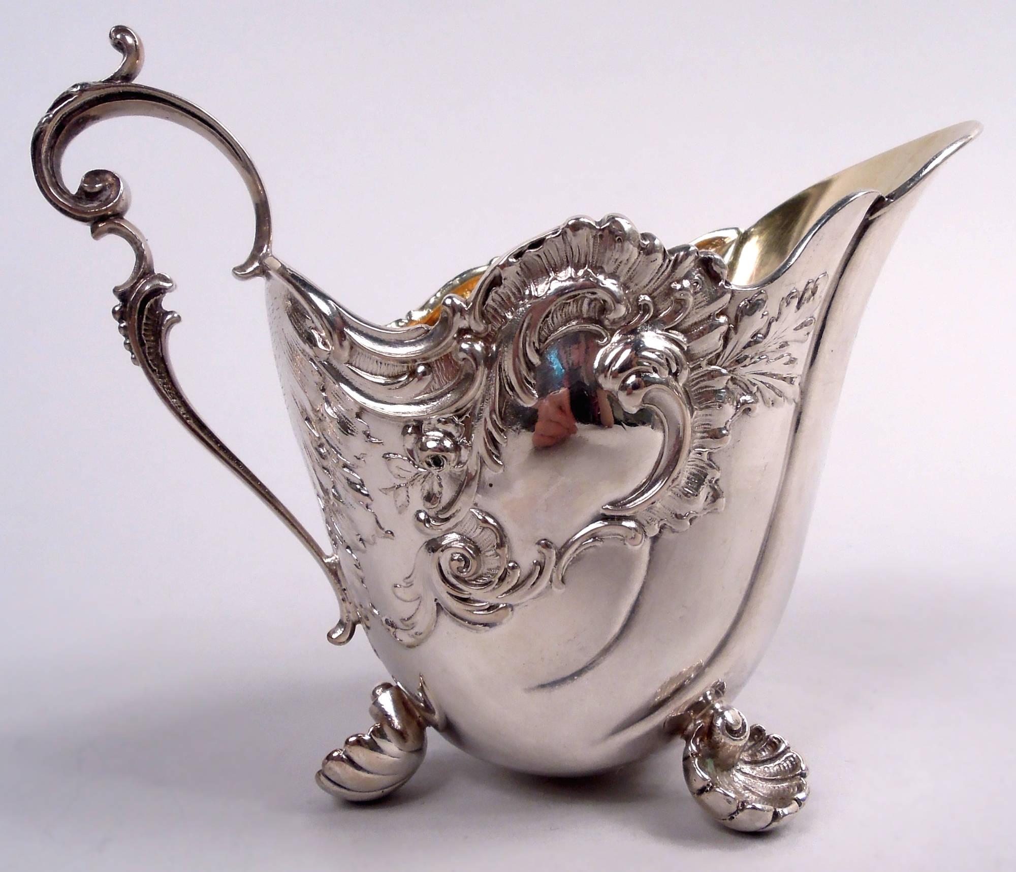 Antique German Rococo Silver Creamer Renacimiento rococó en venta