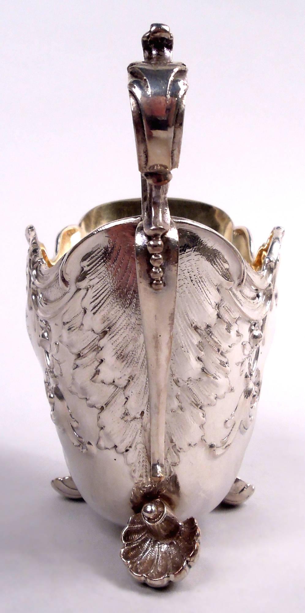 Antique German Rococo Silver Creamer Alemán en venta