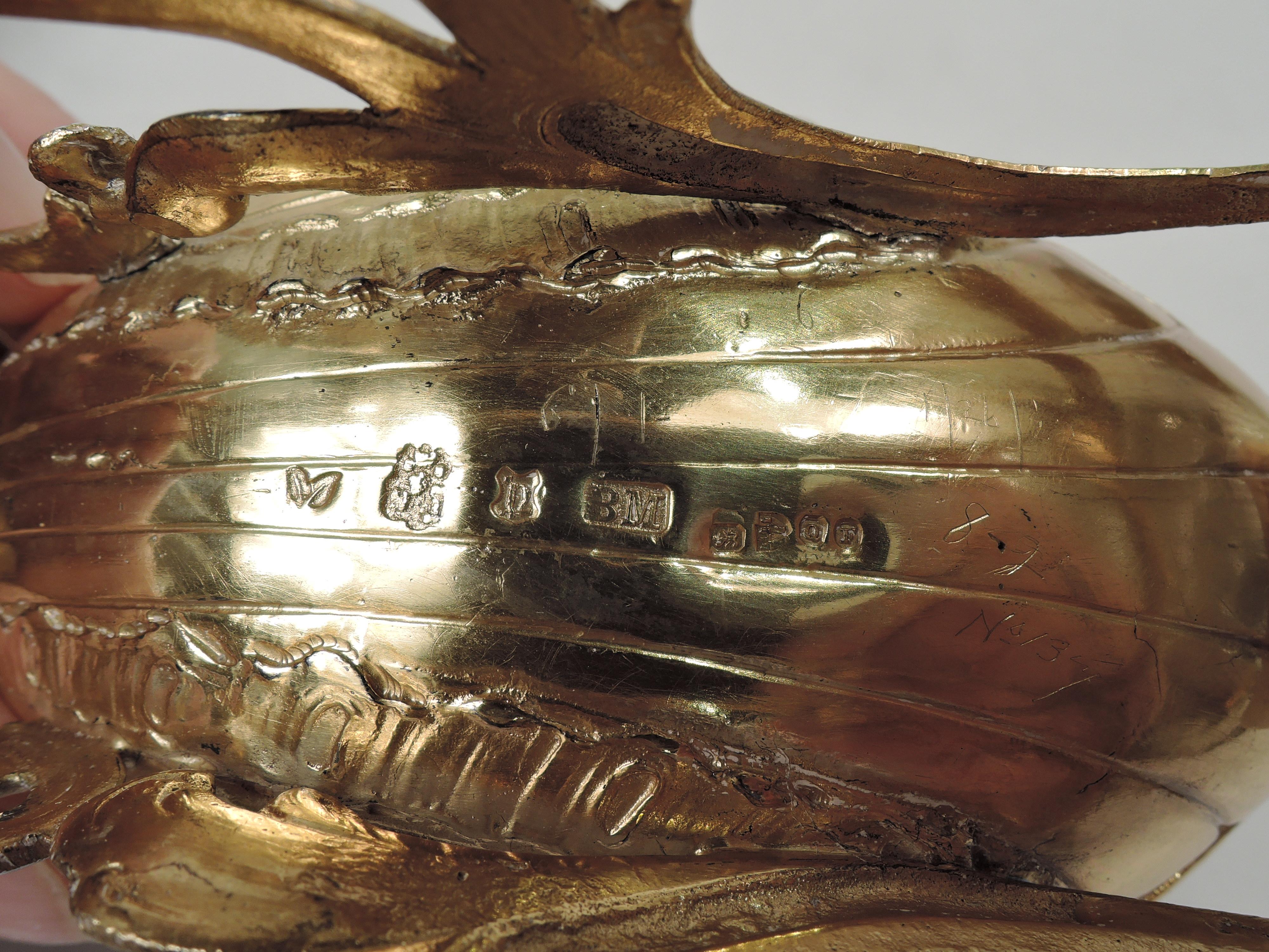 Antique German Rococo Silver Gilt Sleigh with English Import Marks 1