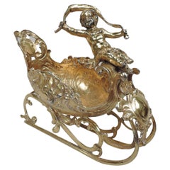 Antique German Rococo Silver Gilt Sleigh with English Import Marks