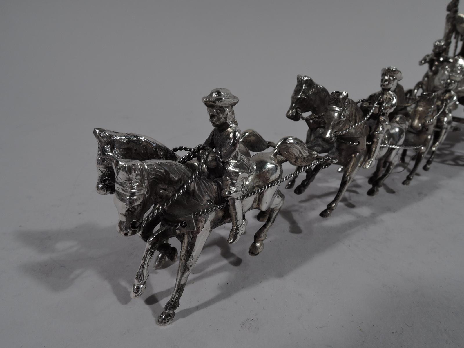 Antique German Rococo Silver Horse-Drawn Cinderella Coach In Good Condition In New York, NY