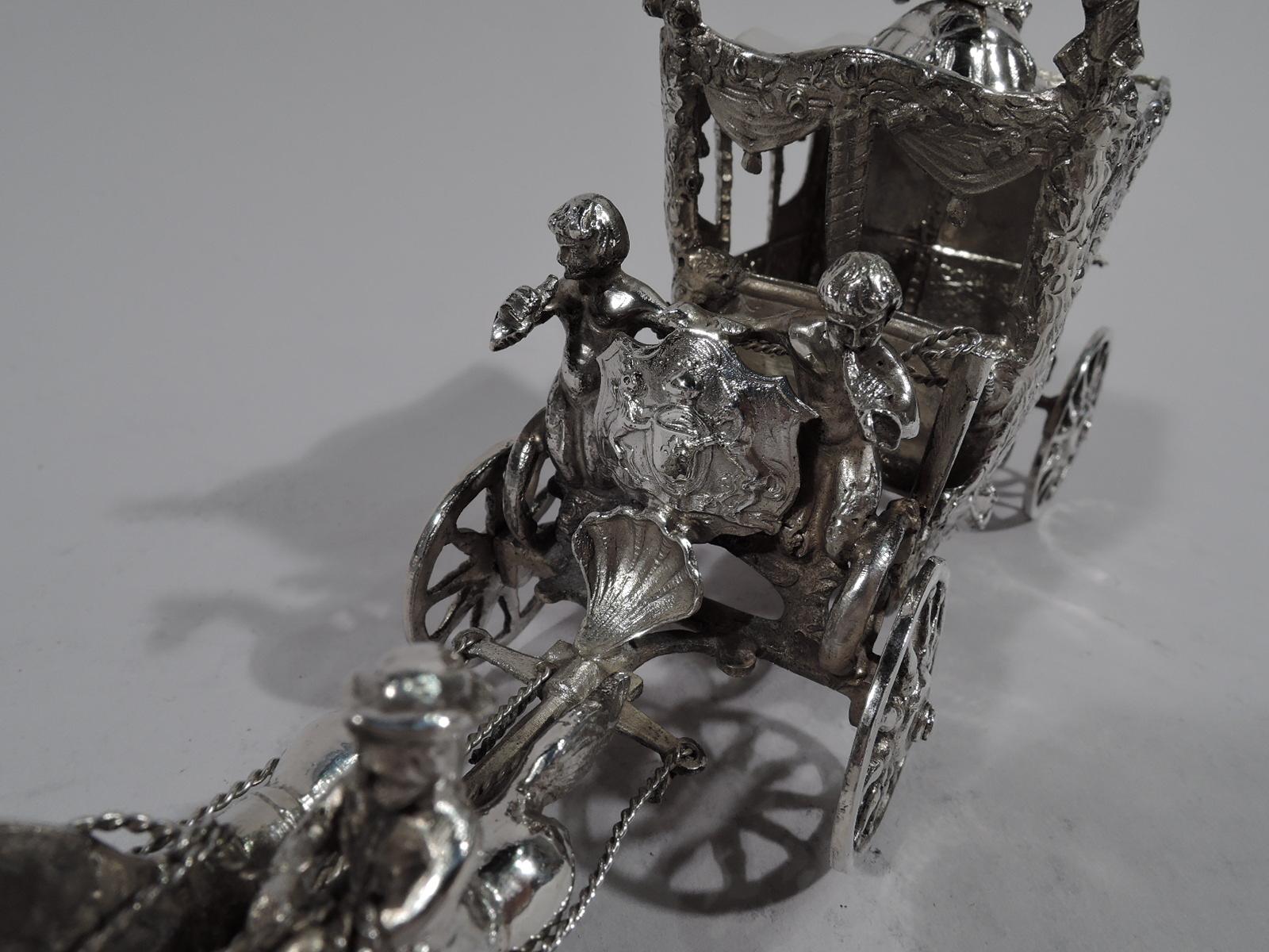 Women's or Men's Antique German Rococo Silver Horse-Drawn Cinderella Coach