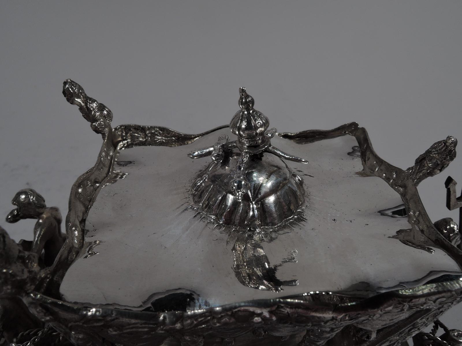 Antique German Rococo Silver Horse-Drawn Cinderella Coach 2