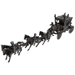 Antique German Rococo Silver Horse-Drawn Cinderella Coach