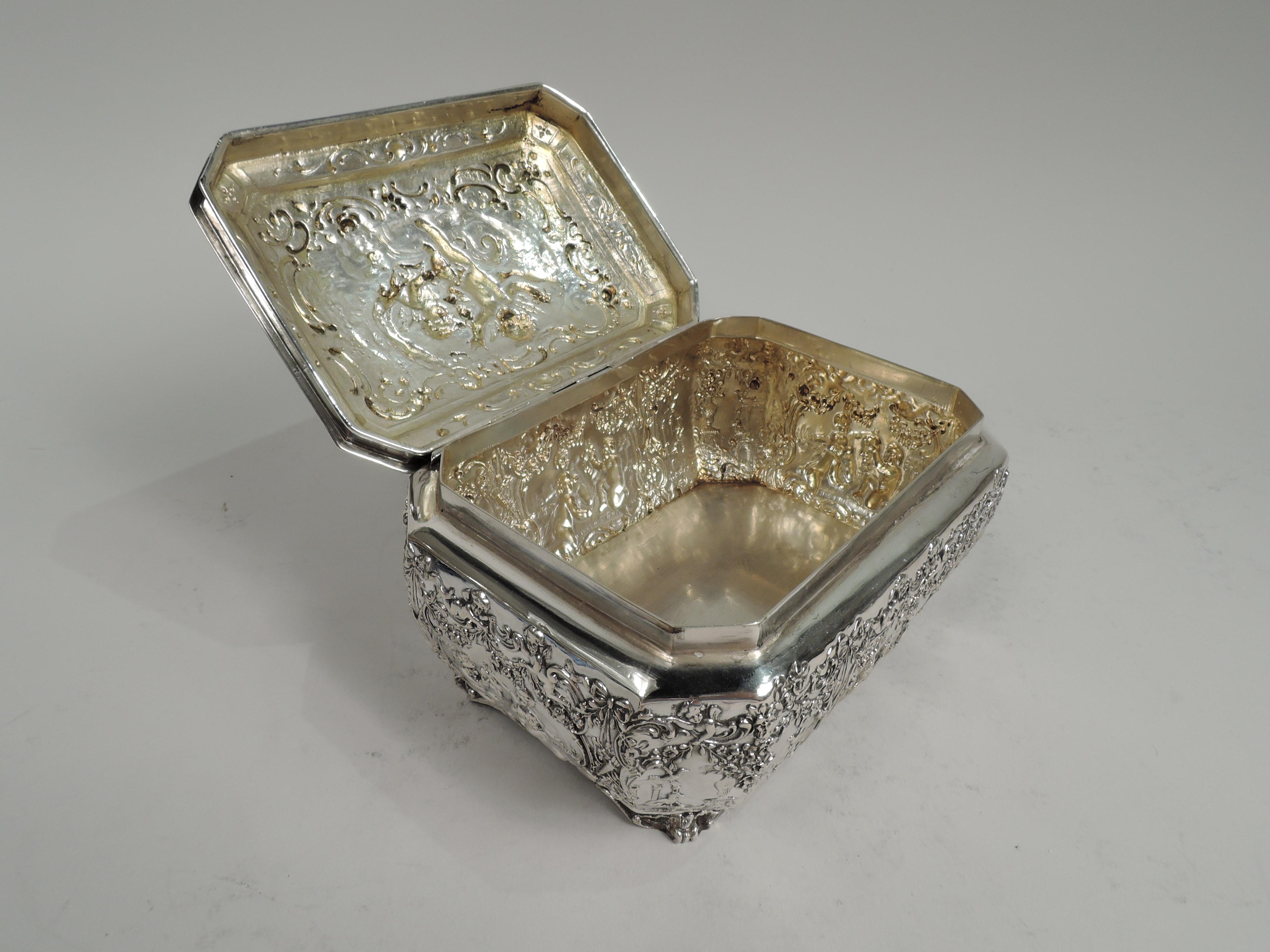 Antique German Rococo Silver Keepsake Casket Box In Good Condition For Sale In New York, NY