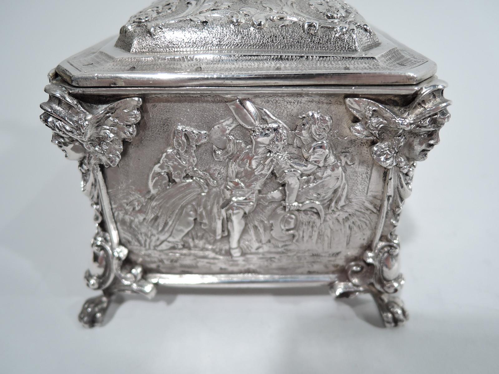 Rococo Revival Antique German Rococo Silver Trinket Box