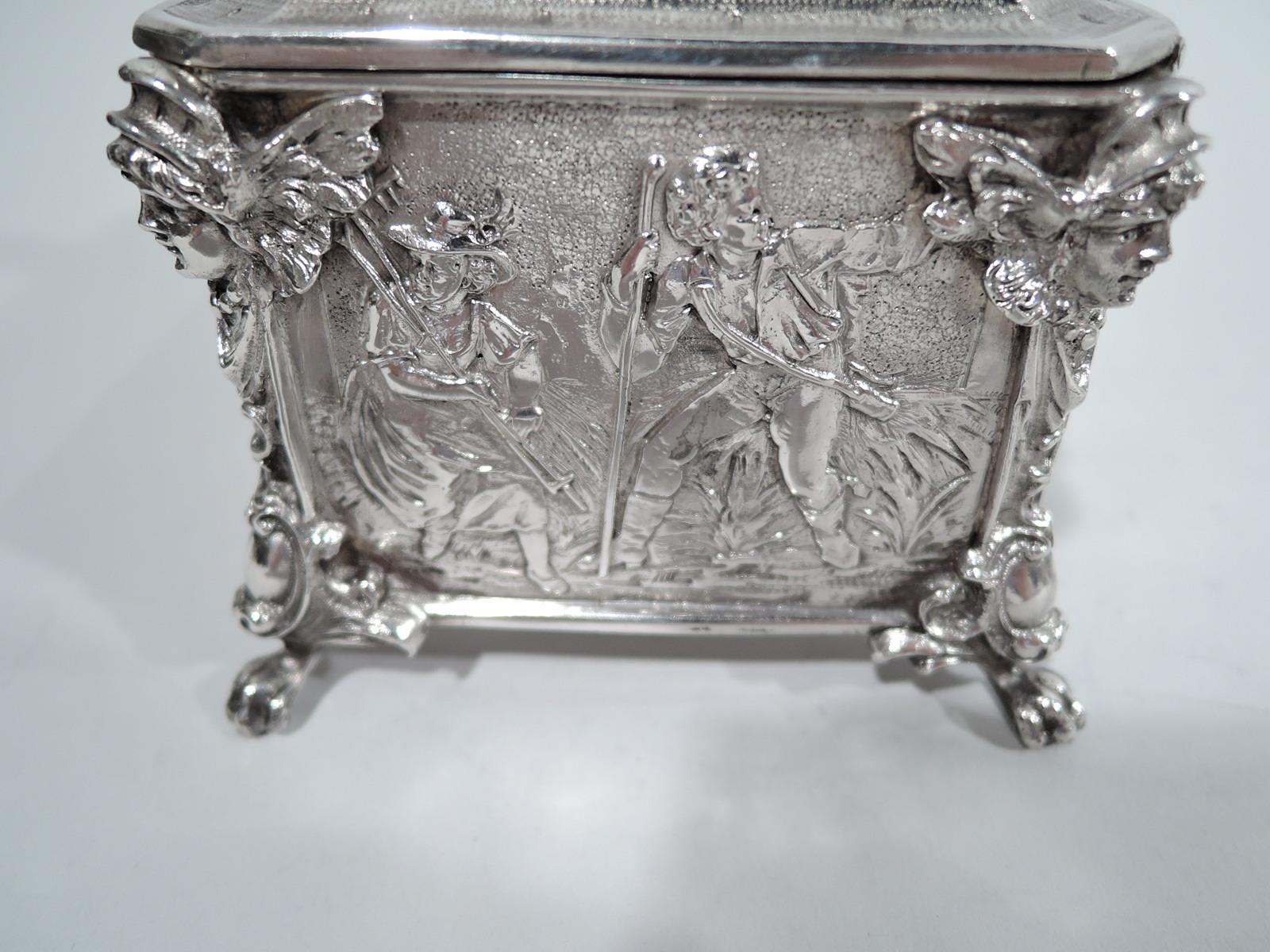 19th Century Antique German Rococo Silver Trinket Box