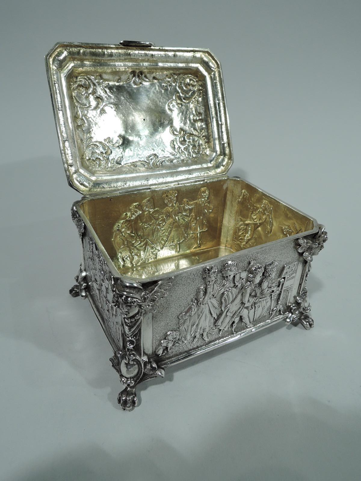 Antique German Rococo Silver Trinket Box 1
