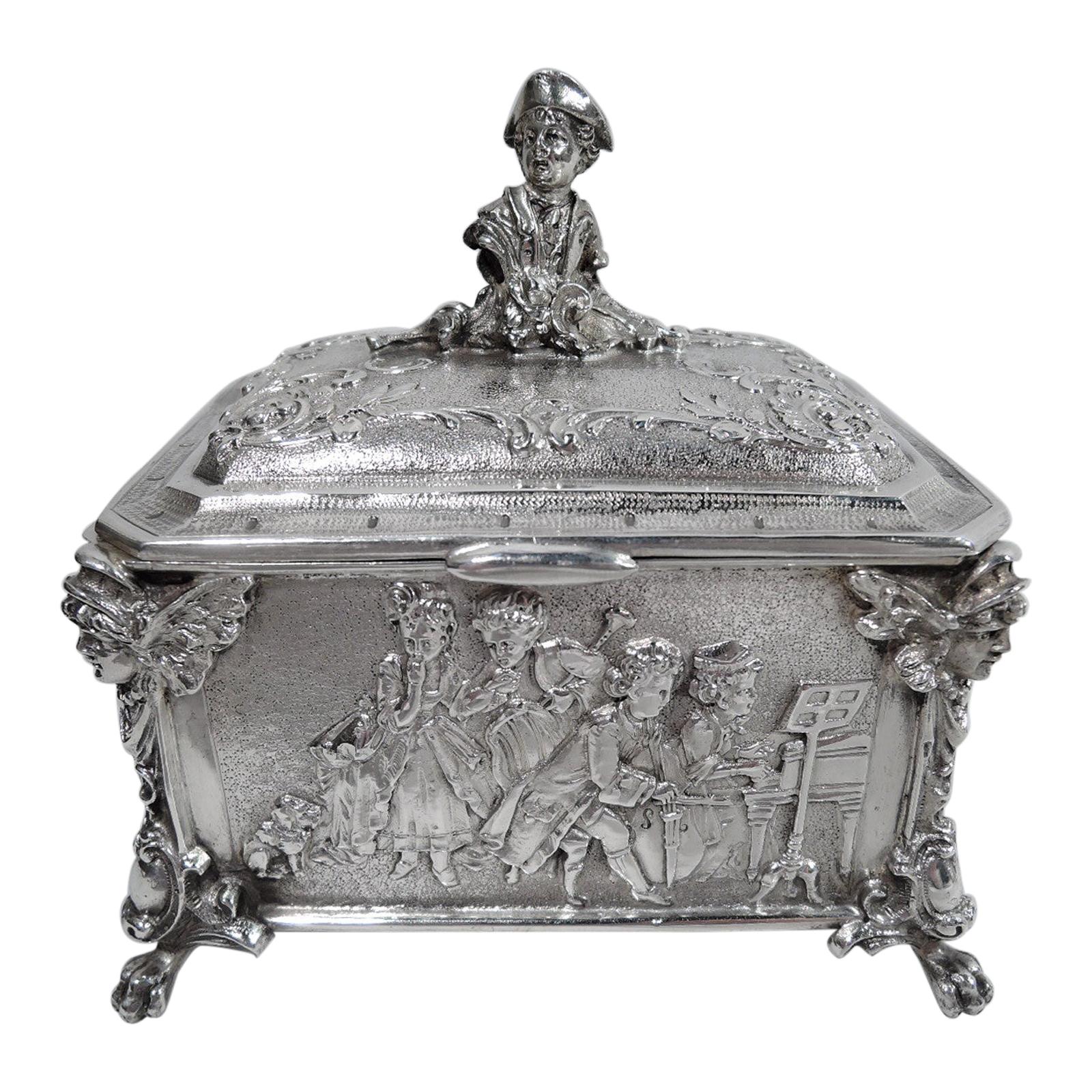 Antique German Rococo Silver Trinket Box