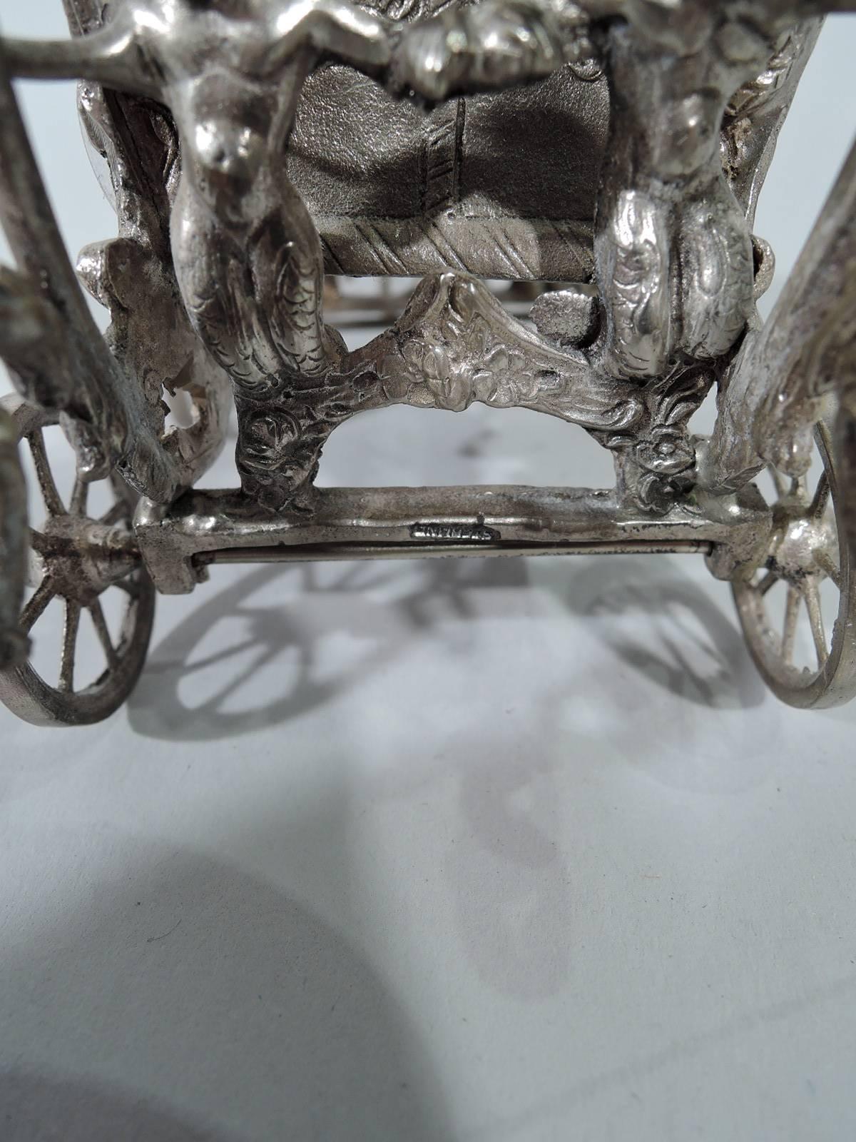 Antique German Rococo Sterling Silver Horse-Drawn Cinderella Coach 5