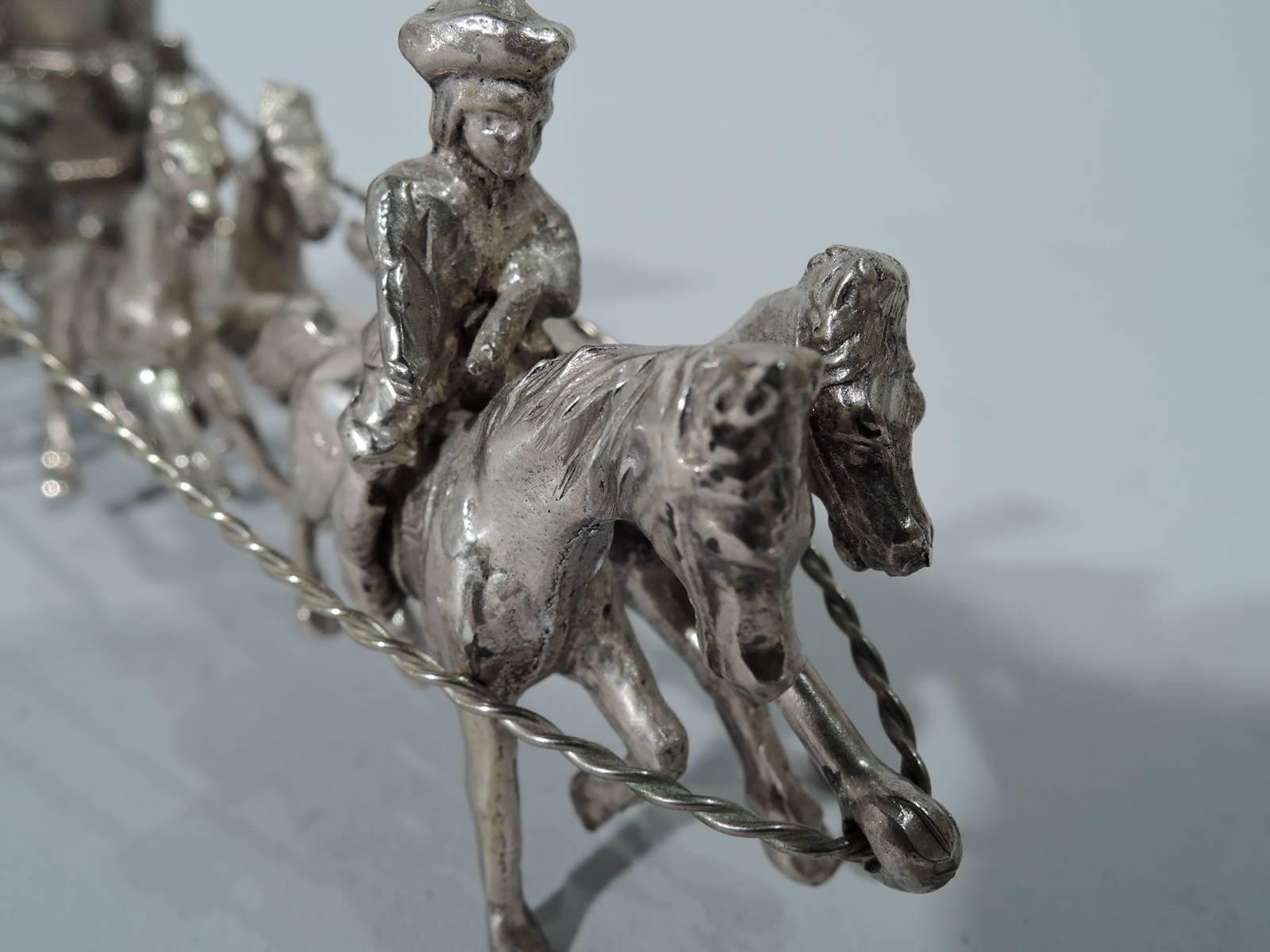 Rococo Revival Antique German Rococo Sterling Silver Horse-Drawn Cinderella Coach