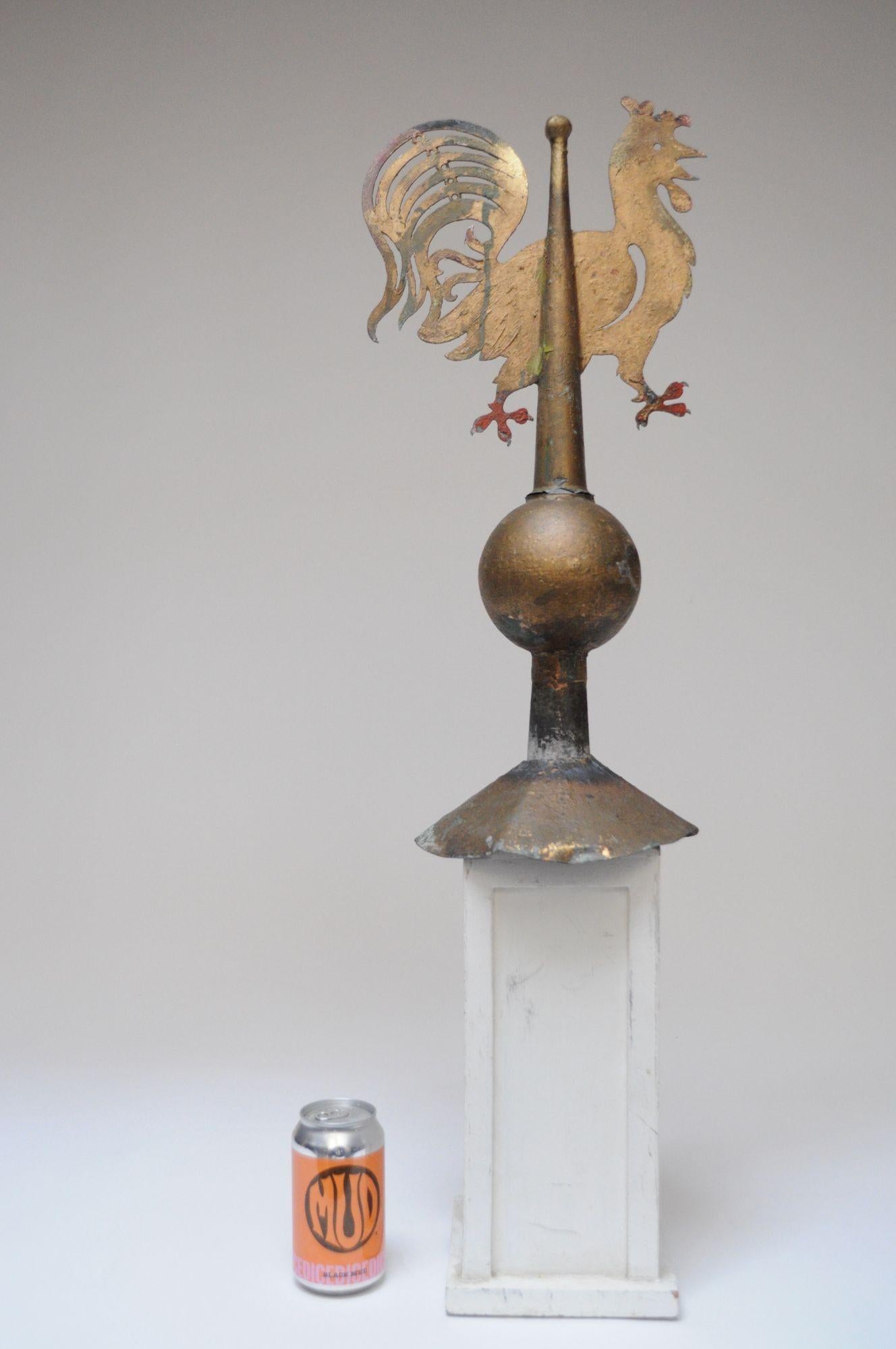 Folk Art Antique German Rooster Mounted Weathervane For Sale