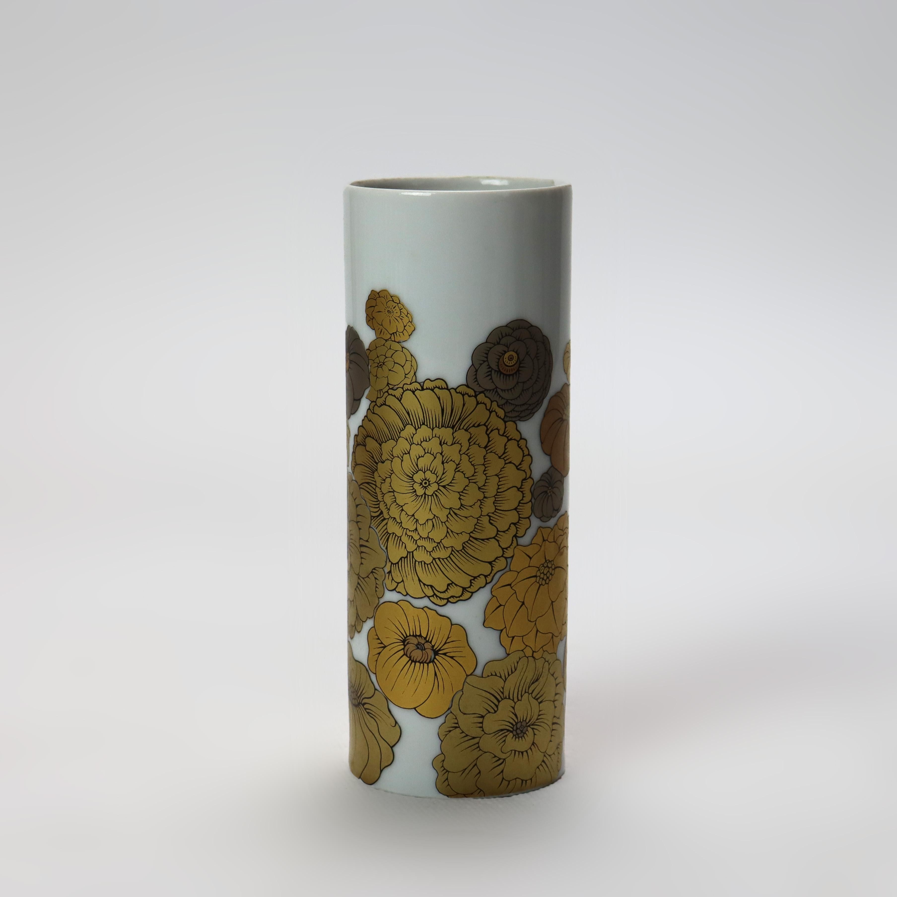 Vase ancien en porcelaine dorée et peinte à la main de Rosenthal signé C1930  (6 1/4