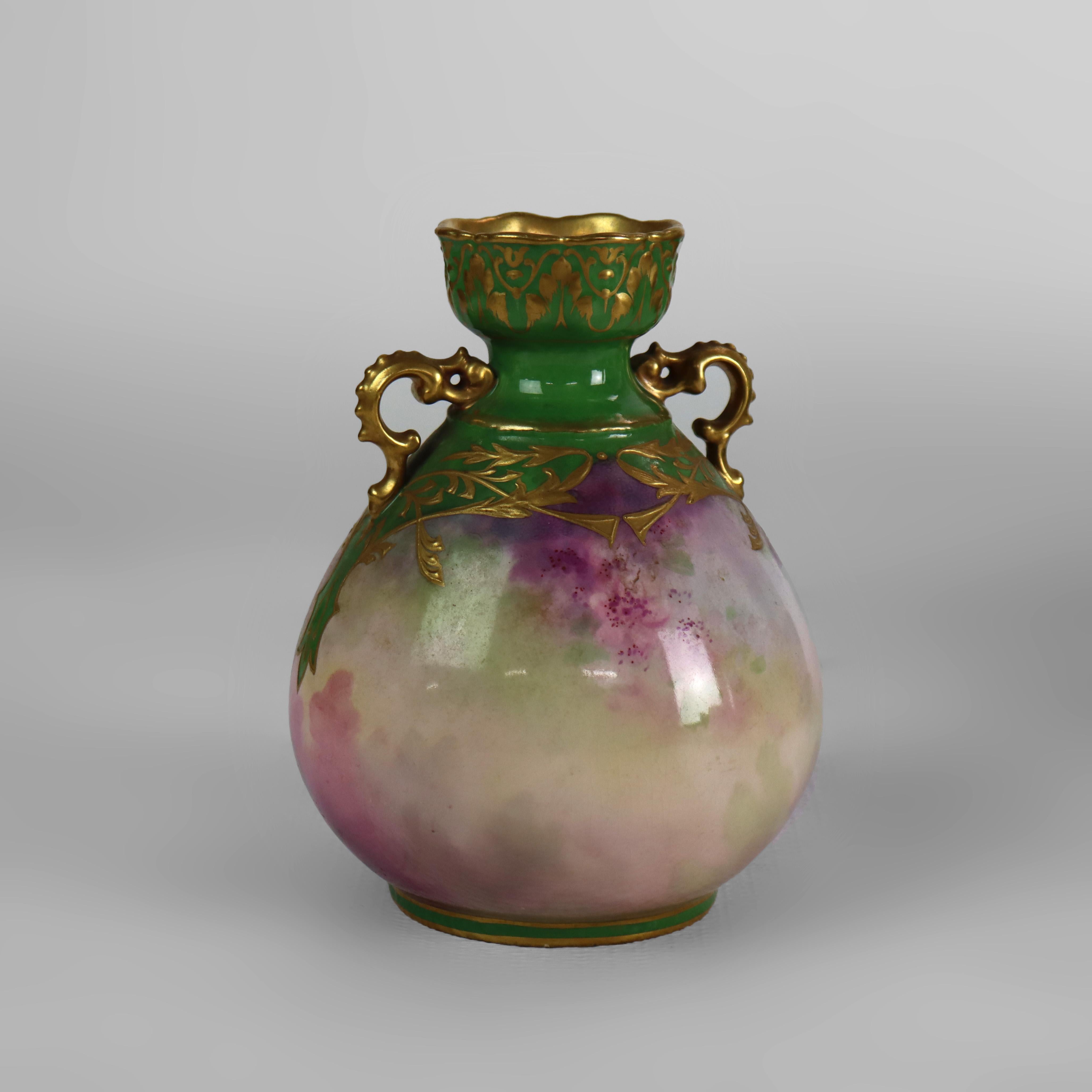 Antike deutsche Royal Bonn Floral Porzellan Vase signiert & nummeriert C1920

Maße - 7 1/4
