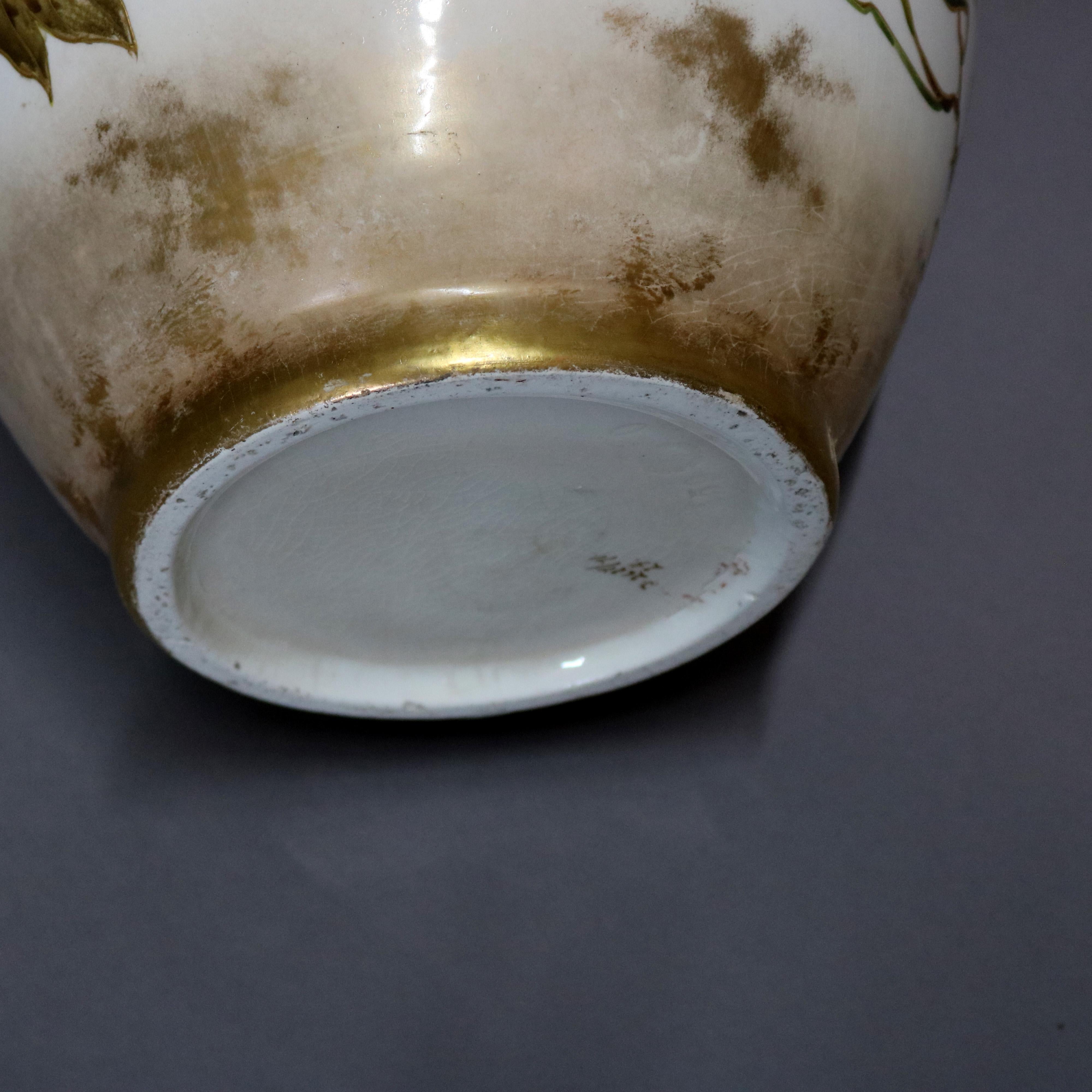 Antique German Royal Bonn Hand Painted and Gilt Floral Floor Urn, 19th Century 6