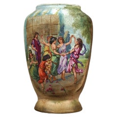 Antique German Royal Bonn Porcelain Tapestry Vase, Classical Genre Scene, C1900