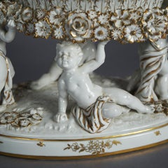 Antique German Schierholz Gilt Porcelain Figural Cherub Center Bowl c1920