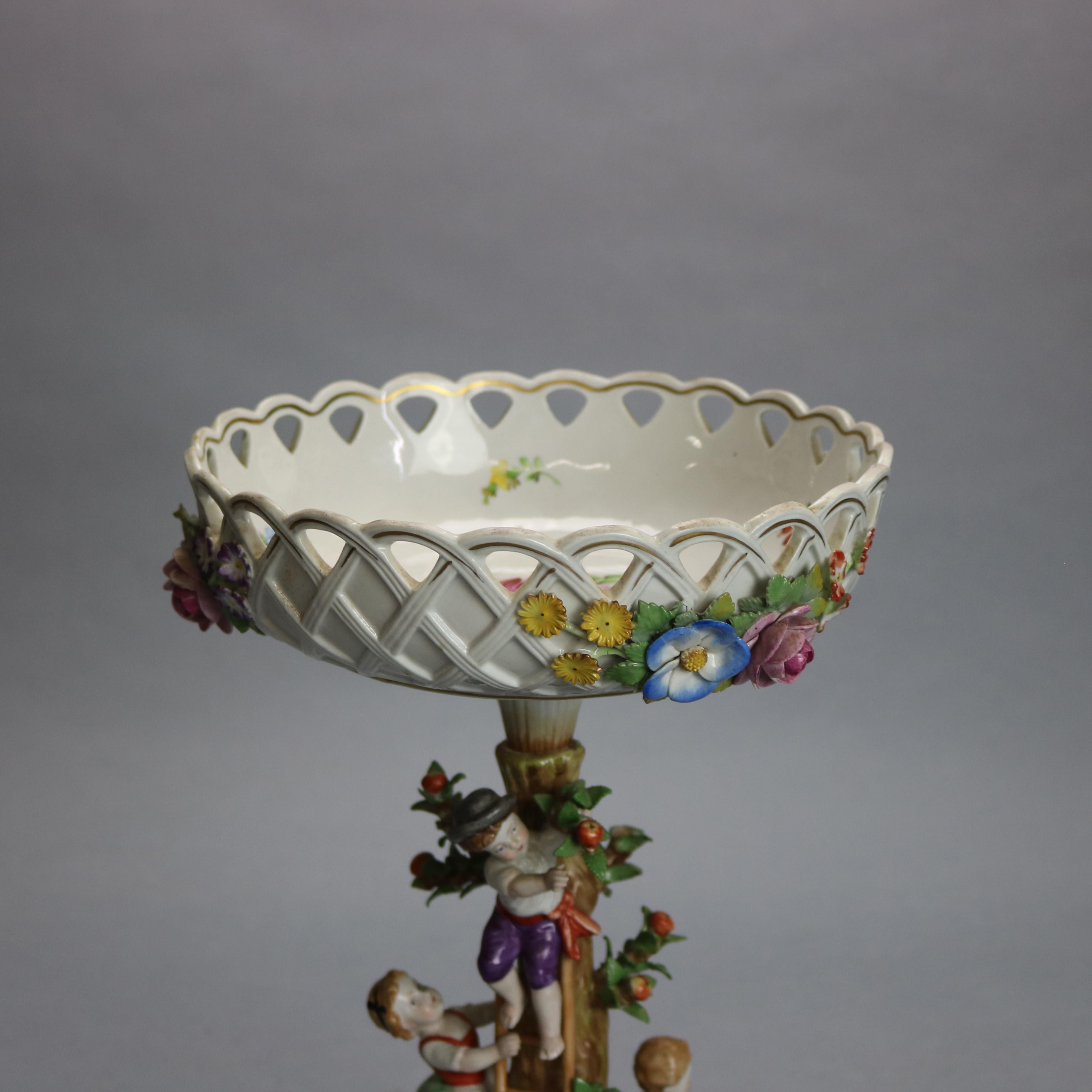 Antique German Schierholz Hand Painted & Gilt Figural Porcelain Compote, c1900 5