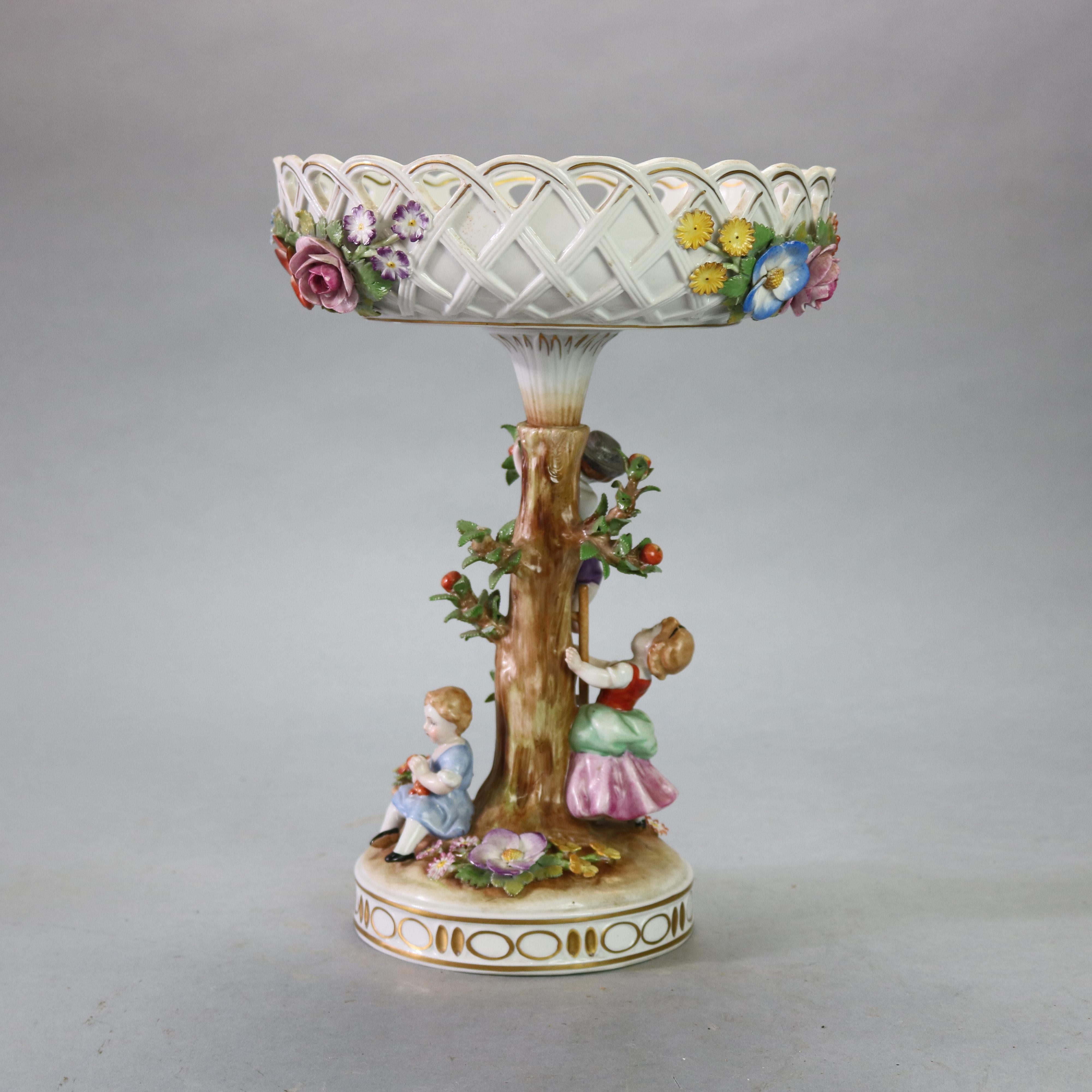 Antique German Schierholz Hand Painted & Gilt Figural Porcelain Compote, c1900 6