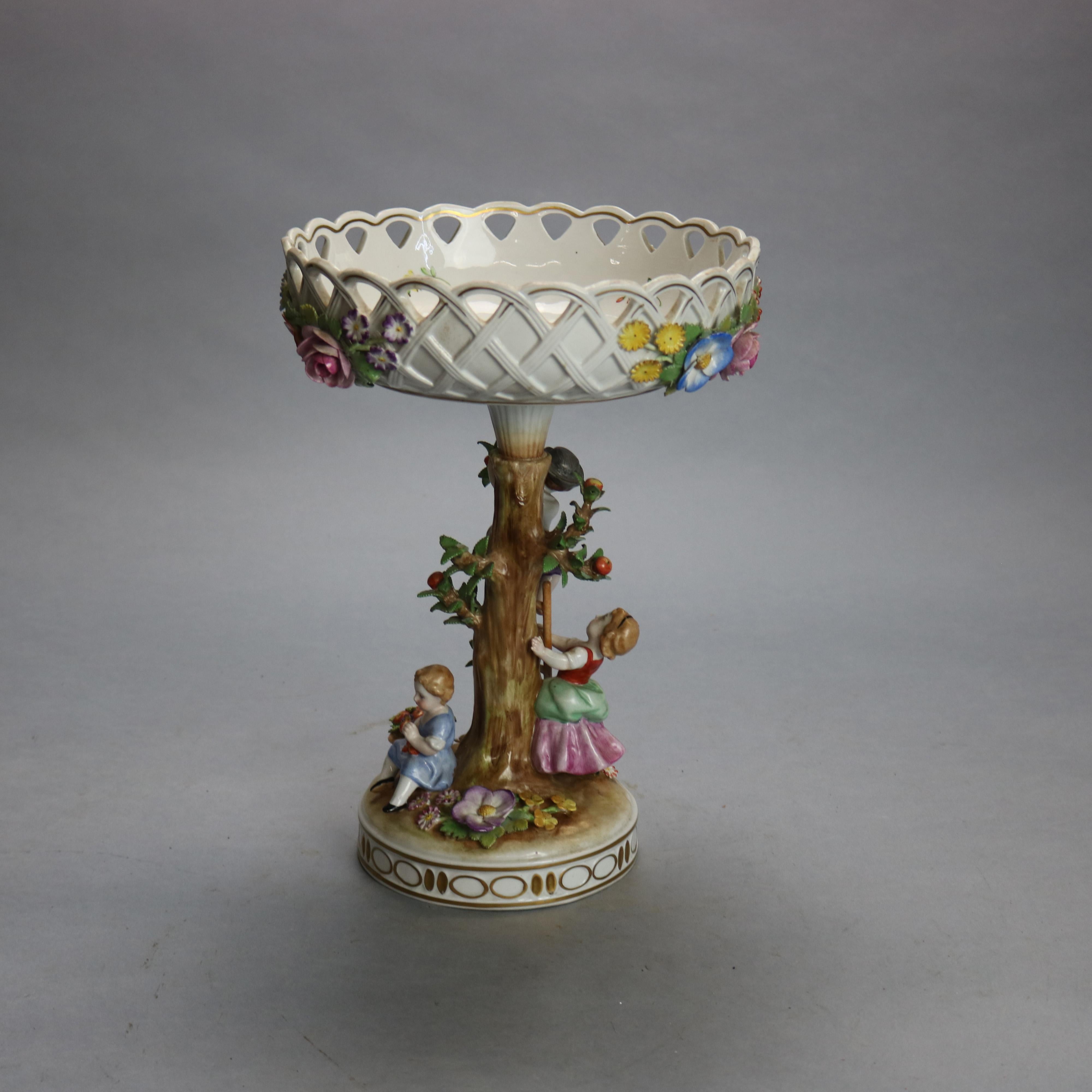Antique German Schierholz Hand Painted & Gilt Figural Porcelain Compote, c1900 7