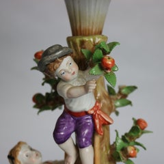 Antique German Schierholz Hand Painted & Gilt Figural Porcelain Compote, c1900