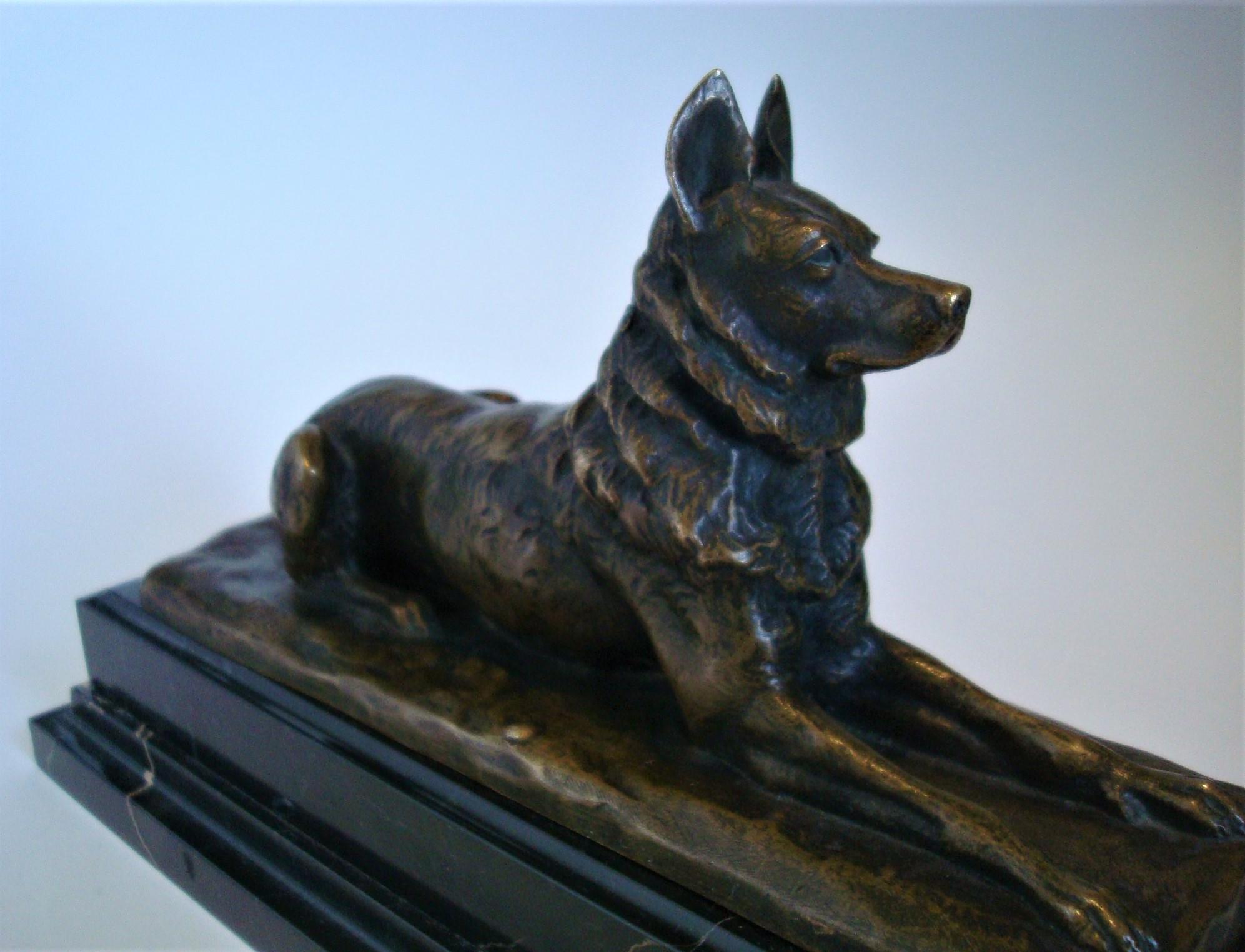 Antique German Shepherd Bronze Sculpture of Dog by Pierre Nicolas Tourgueneff 3