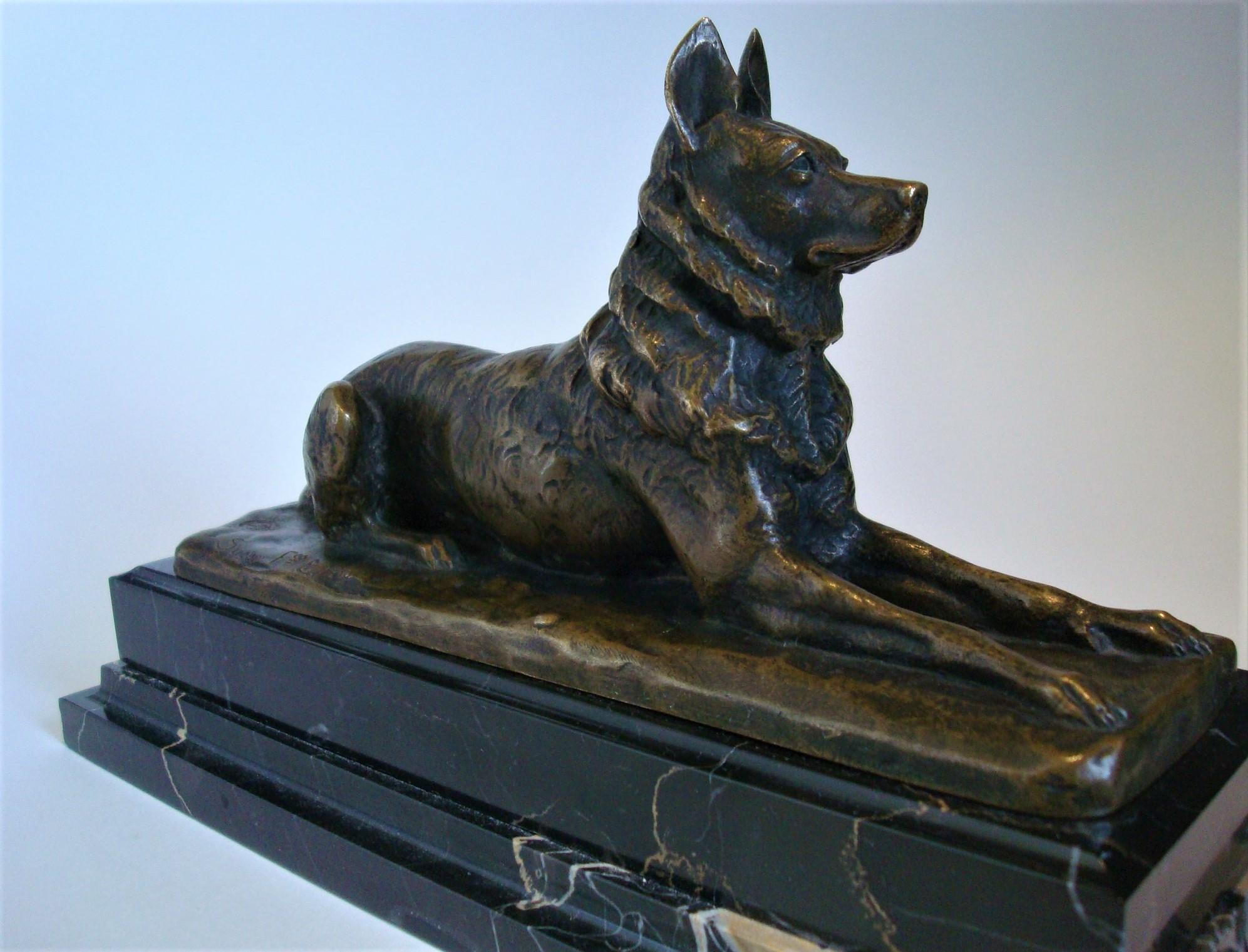 Antique German Shepherd Bronze Sculpture of Dog by Pierre Nicolas Tourgueneff 4