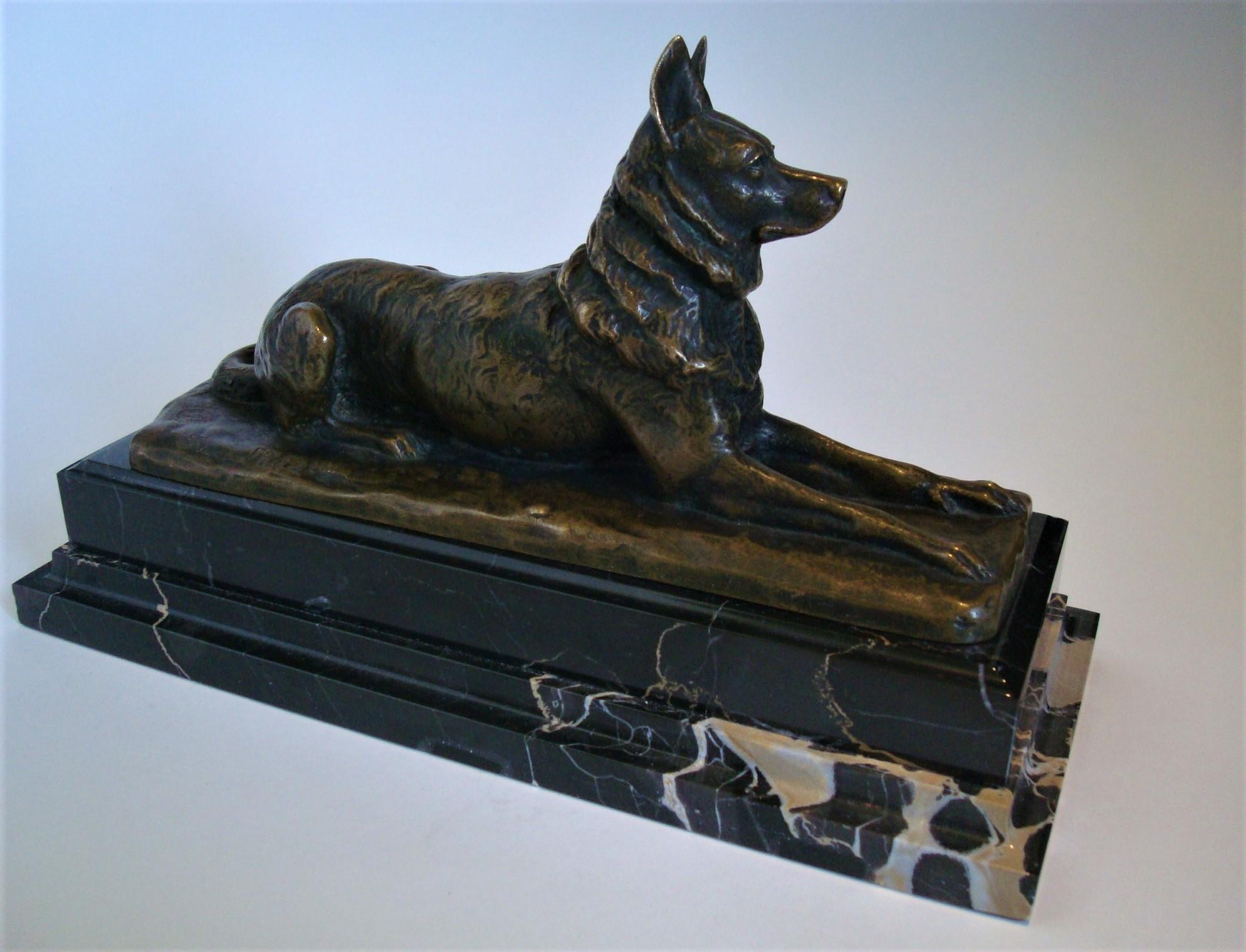 19th Century Antique German Shepherd Bronze Sculpture of Dog by Pierre Nicolas Tourgueneff