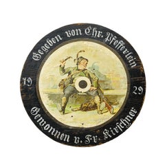 Antique German Shooting Target with Humorous Hunter Motif, Germany 1929