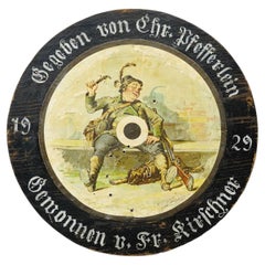 Antique German Shooting Target with Humorous Hunter Motif, Germany 1929