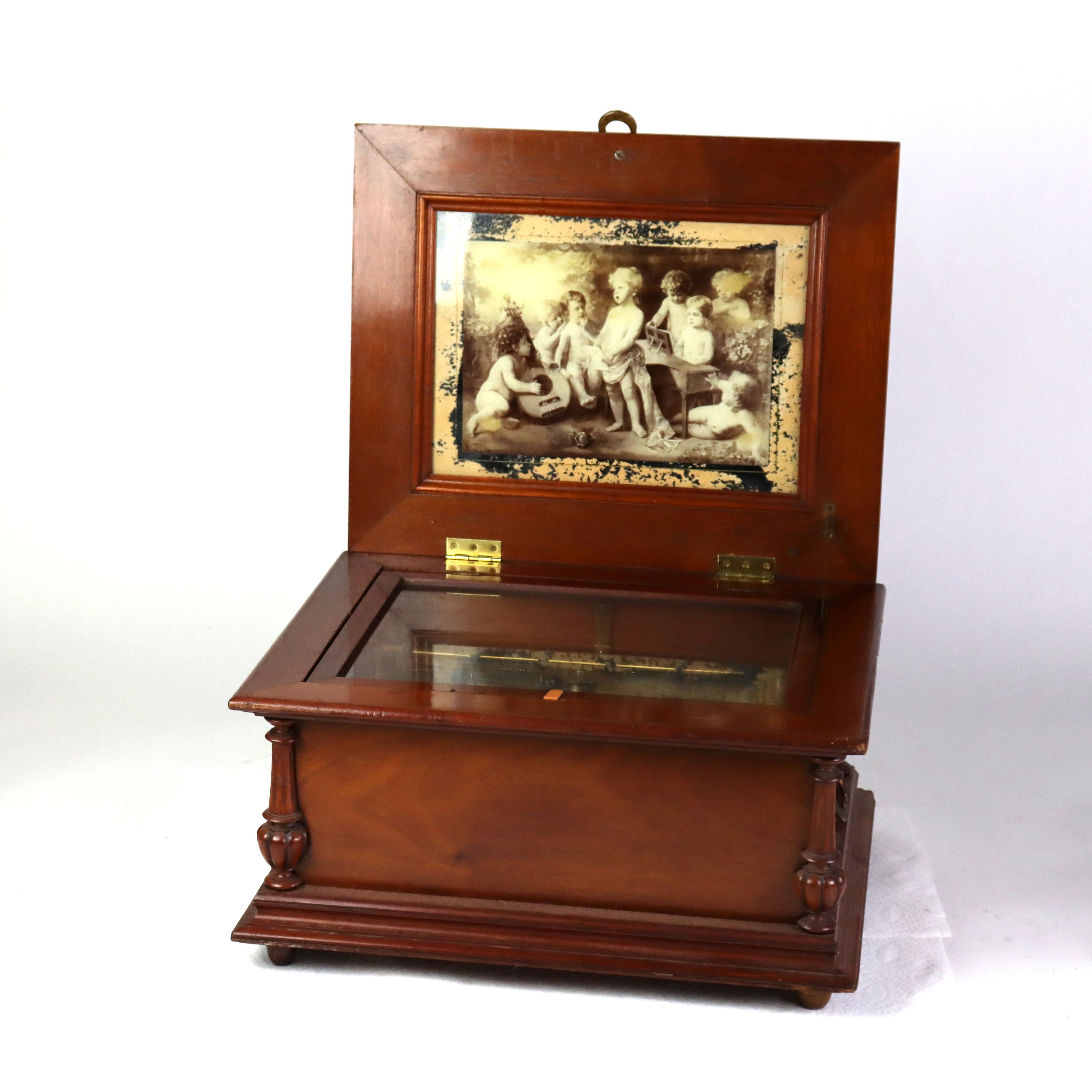 Antiker deutscher Shultz Marke Plattenspieler mit acht Platten C1890 im Zustand „Gut“ im Angebot in Big Flats, NY