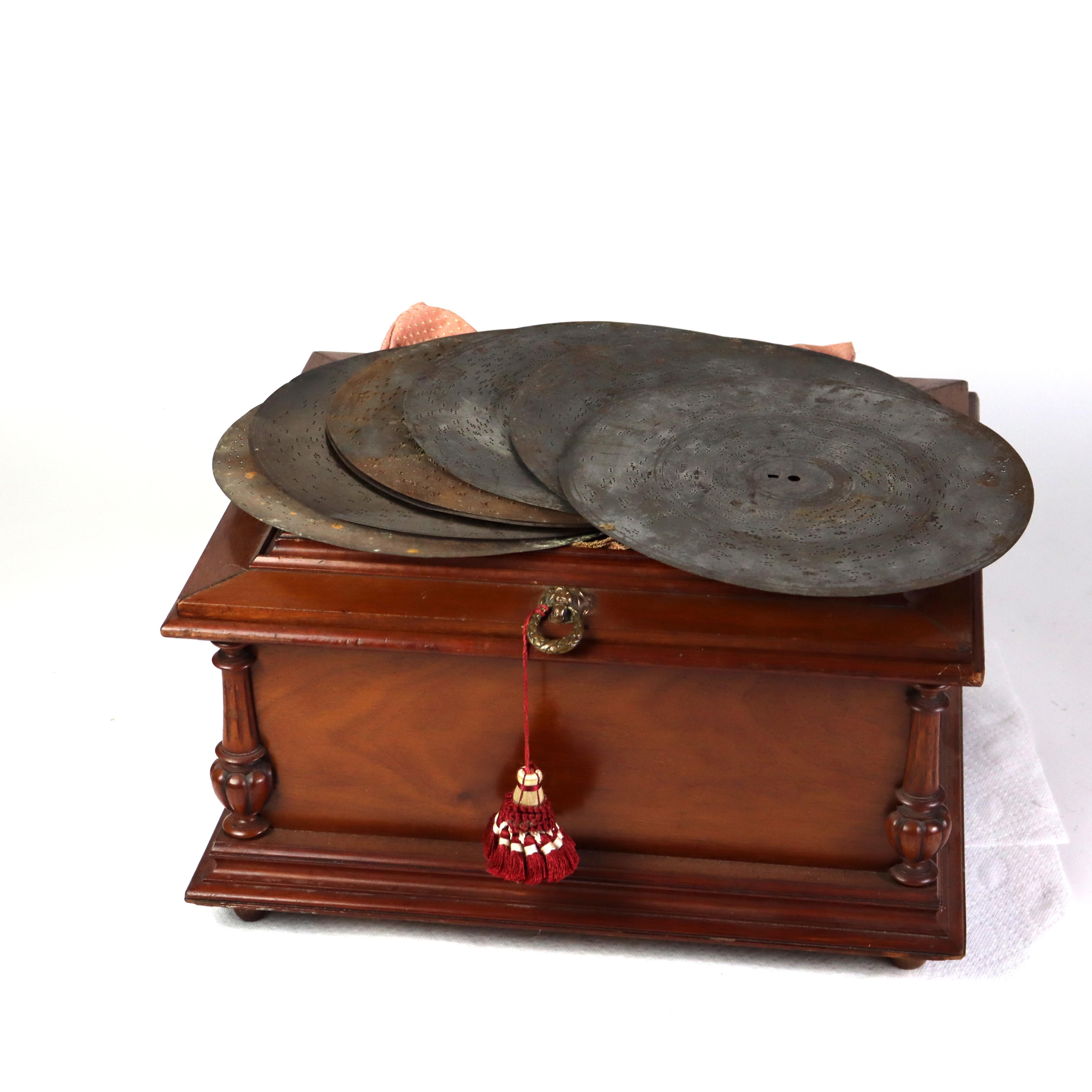 Antiker deutscher Shultz Marke Plattenspieler mit acht Platten C1890 (19. Jahrhundert) im Angebot