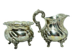 Antique German Silver 800 Sugar and Creamer Set of 2 Pieces