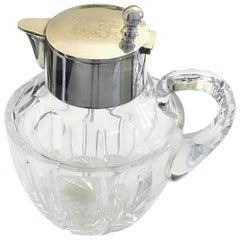 Antique German Silver And Crystal Jug / Pitcher With A Crest Sign