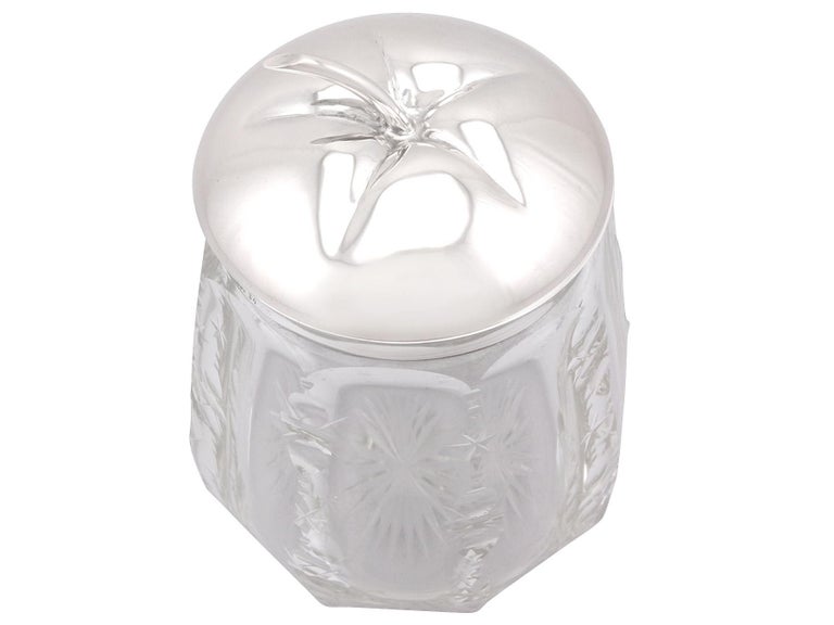 Antique German Silver and Cut Glass Jar, Circa 1930 For Sale at 1stDibs