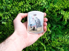 Antico portasigarette tedesco in argento e smalto