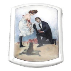 Antique German Silver and Enamel Cigarette Case
