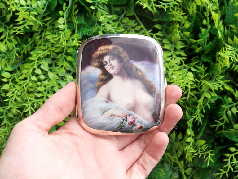 erotic cigarette case Antique German Silver and Erotica Enamel Cigarette Case For Sale at 1stDibs