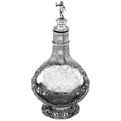 Antique German Silver and Glass Decanter circa 1890 Hanau by Weinranck & Schmidt