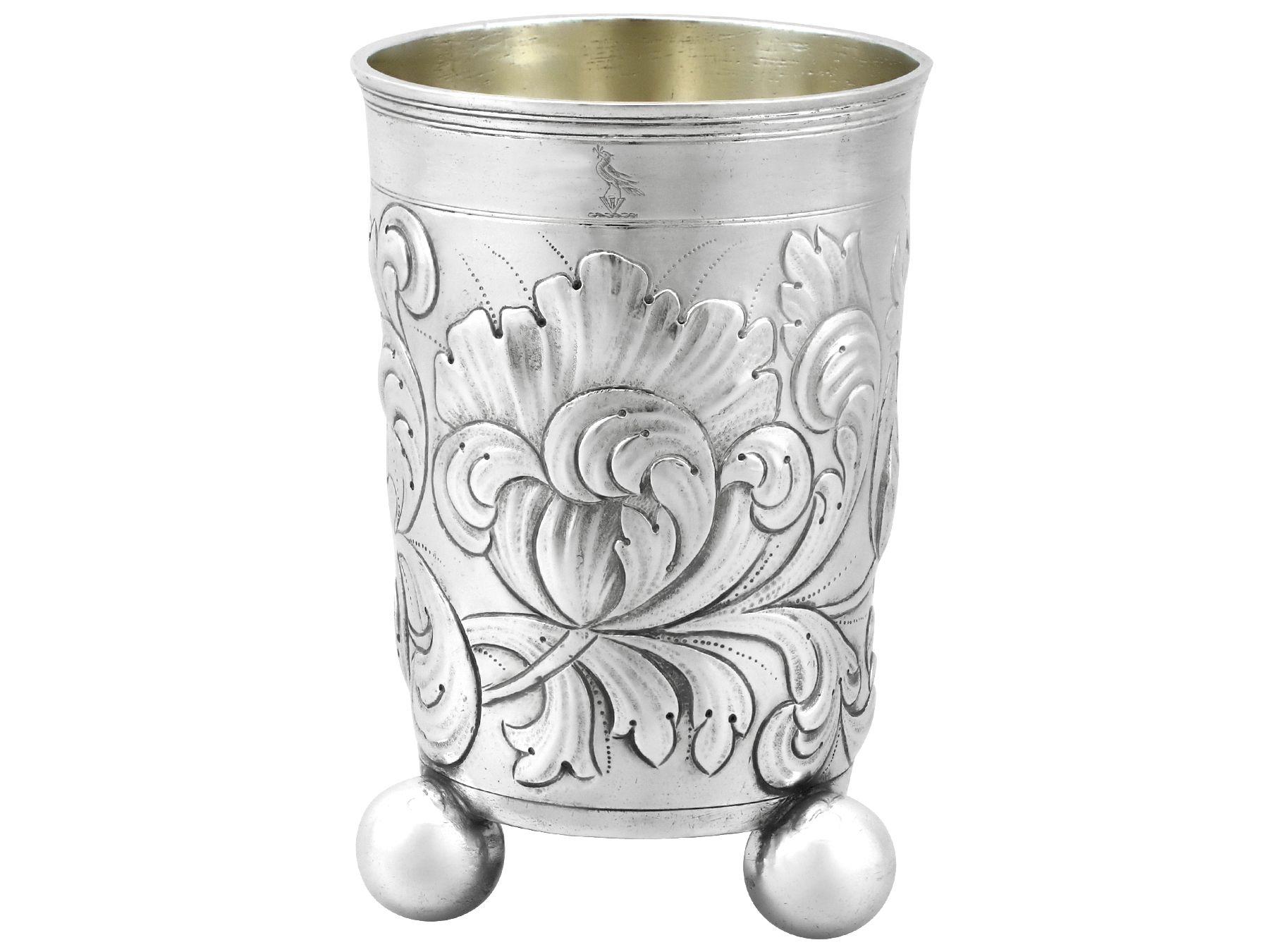Antique German Silver Beaker In Excellent Condition For Sale In Jesmond, Newcastle Upon Tyne