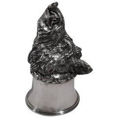 Ancienne coupe d'étrier en argent allemand tête de sanglier "Big Beast".