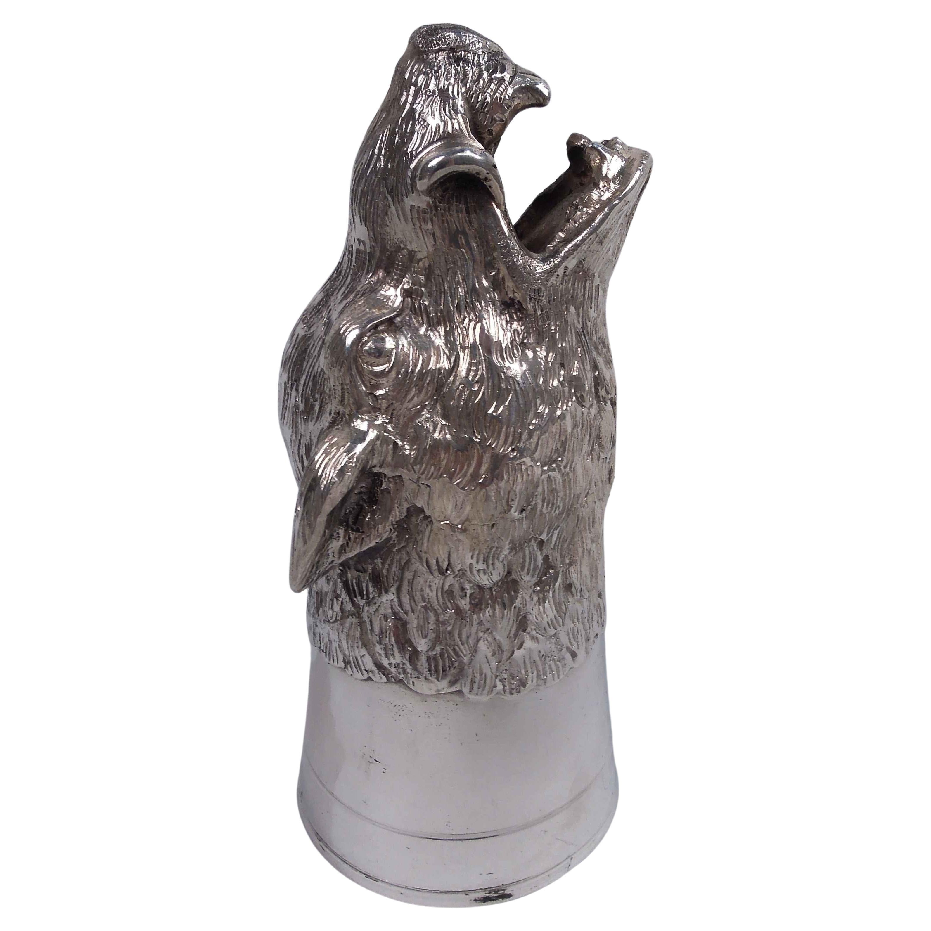 Antiker deutscher Silber-Fledermauskopf-Stirrup-Tasse