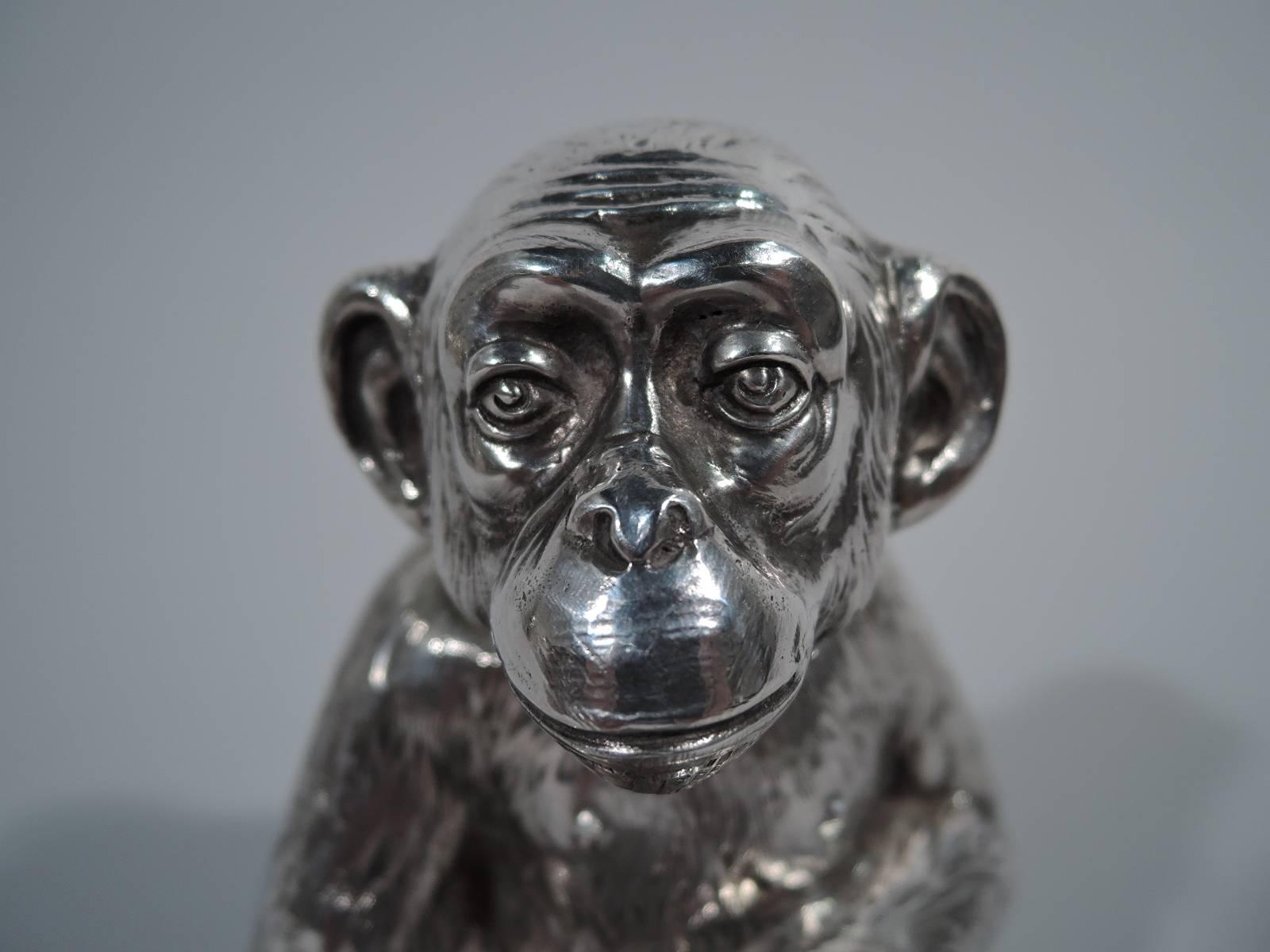 Antique German Silver Box in Form of Friendly Monkey 1