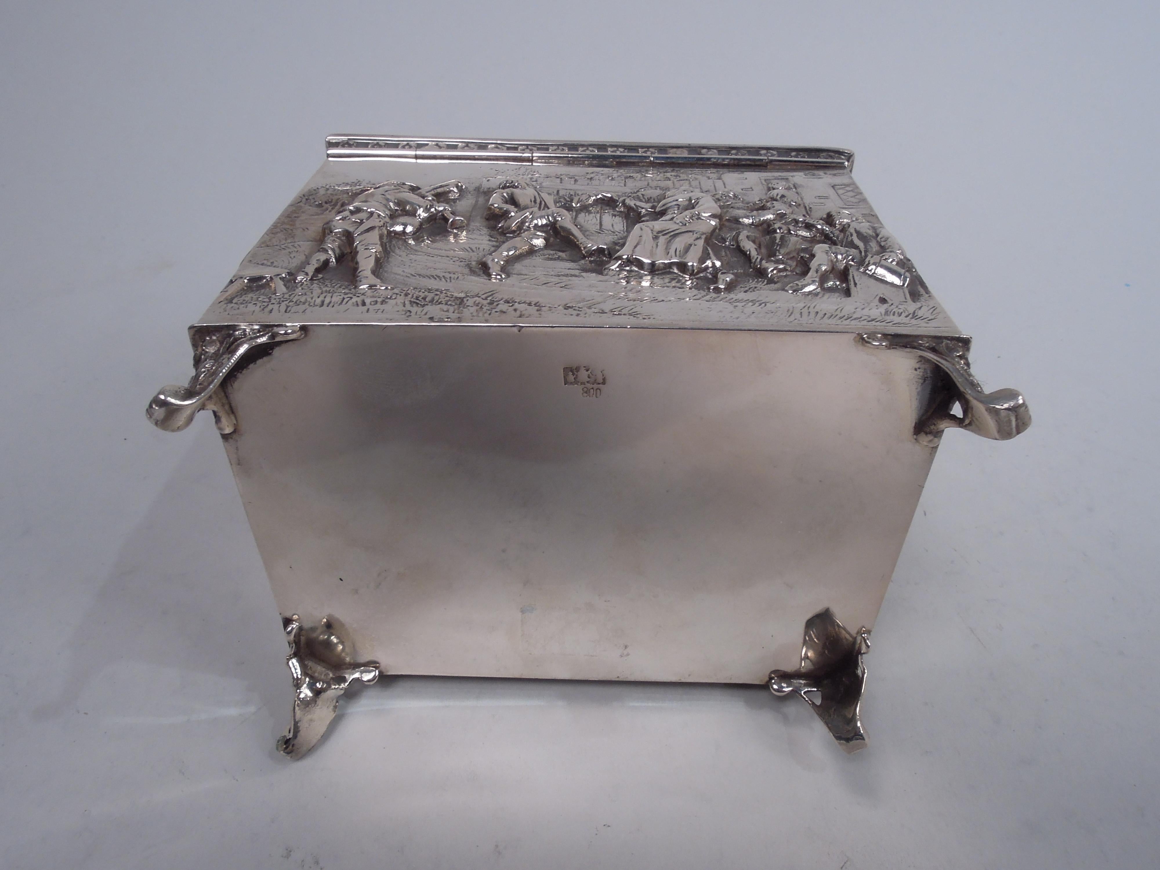 Antique German Silver Box with Olden Days Scenes For Sale 5
